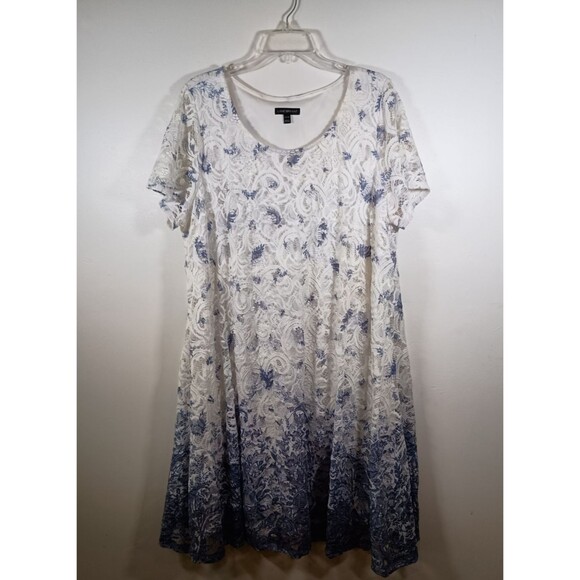 Lane Bryant Ombre Lace Overlay White Purple Floral Dress Plus Size 22/24 - Picture 1 of 7
